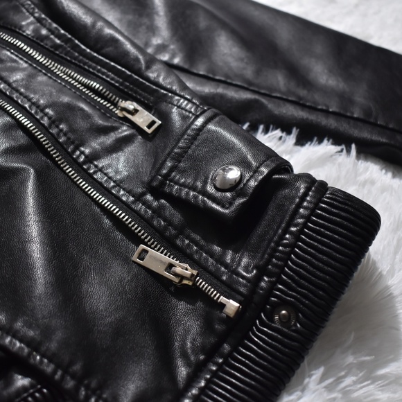 Black Leather Biker Jacket - Picture 2 of 4